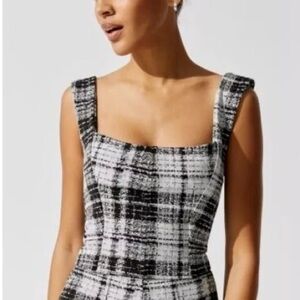 ONA By Yoon Chung Black And White Plaid Crop Tank Top Size XS